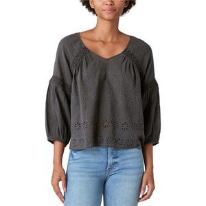 Lucky Brand Women's Eyelet Embroidered Peasant Top